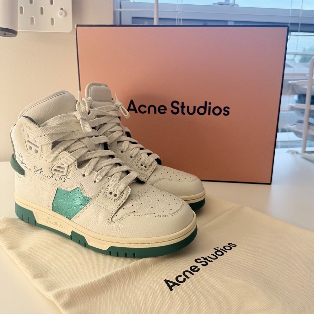 NEW IN BOX Womens ACNE STUDIOS High Pop Green/White Sneakers Size 39 Italy Shoes